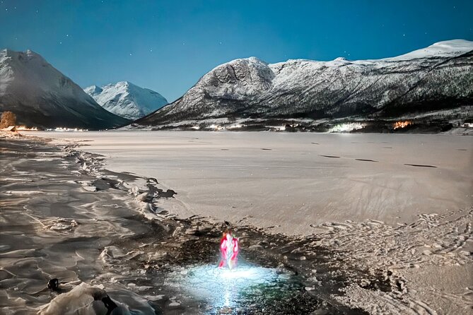 Arctic Ocean Night Floating in Ramfjord - Immersion rescue suits and safety, the real reason this works