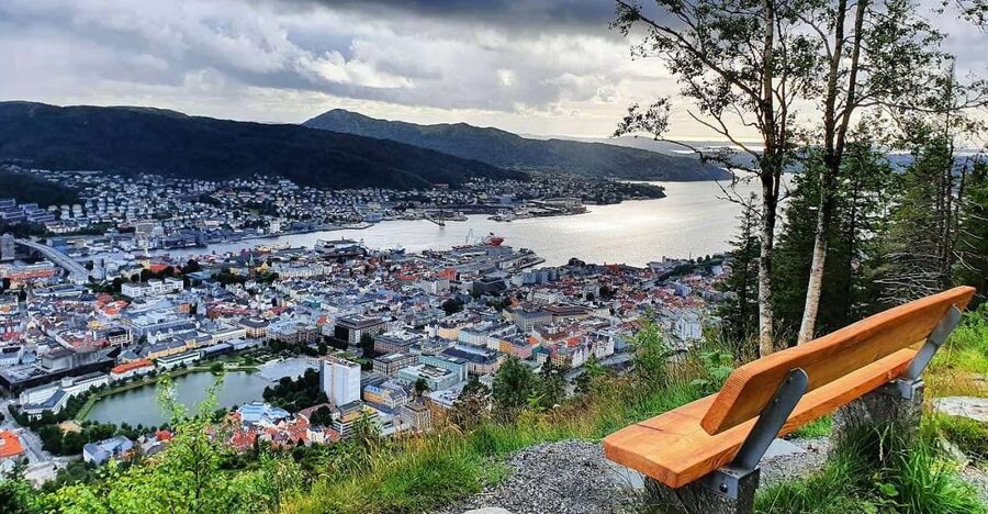 Bergen: Mountain hike on top of Bergen - Public tour - Getting started at Strandkaien and the Fløyen jump-off