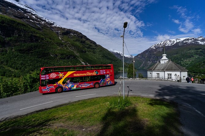 City Sightseeing Geiranger Hop-On Hop-Off Bus Tour - Stop 4 at Fv63 18, Flydalsjuvet Viewpoint and waterfall photo stress