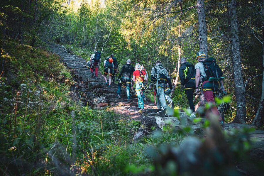 Feel the adrenaline in Mosjøen Zipline - The views of Sjøgata and the fjord from above
