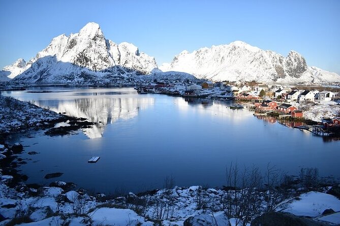 Lofoten VIP PRIVATE tour from Svolvaer - Stop 5, Hamnøy Scenic Viewpoint: the classic red-cabin frame