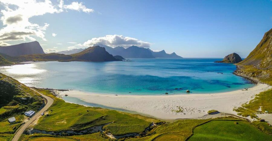 North Lofoten Top Highlights Photo Tour (Haukland) - Gimsøy island: Hoven Mountain and a historic wooden church backdrop