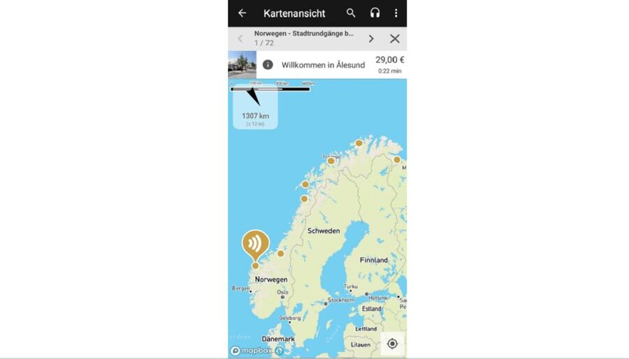 Norwegian Coastal Cities: Smartphone Audio Guide App - How the GPS audio guide works on a Norwegian coast