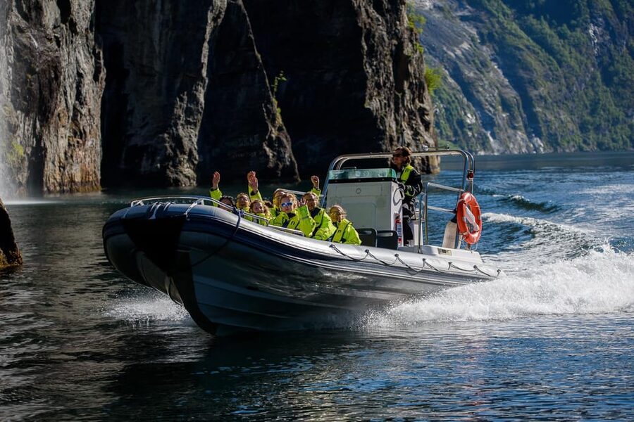 RIB Geiranger - Fjordsafari - Skagefla From Sea Level: the viewpoint that sells the day