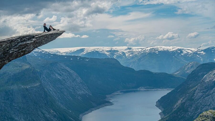 Trolltunga: Trolltunga Summer Hike - Folgfonna Glacier on the horizon: the distant bonus