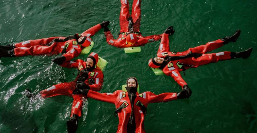 Tromsø city center Urban Floating experience - Tromsø Urban Floating in a rescue suit, right in town