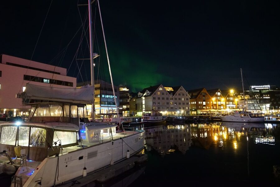 Tromsø: Northern Lights Luxury Catamaran Cruise - Getting on the Arctic Princess: warm inside, cold outside (on purpose)